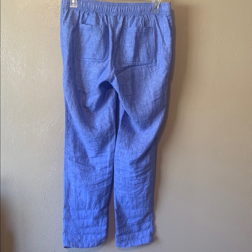 Lilly Pulitzer size M Sky Blue Pants, Pockets Drawstring 100% Linen - Picture 4 of 5